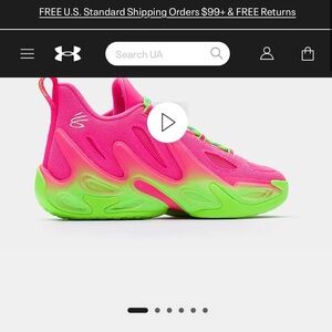 Under Armour Kids Sneakers Pink with Green Accents